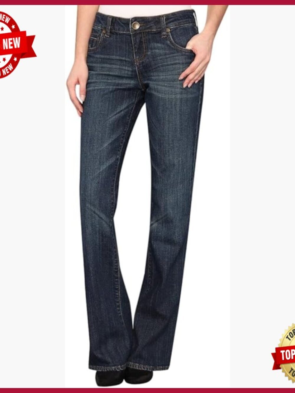 High Rise Bootcut Jeans with Flattering Silhouette and Subtle Whiskering
